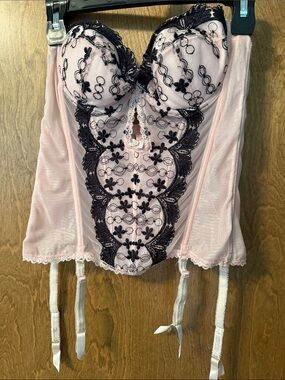 Frederick's of Hollywood Pink and Black Corset Lingerie Top